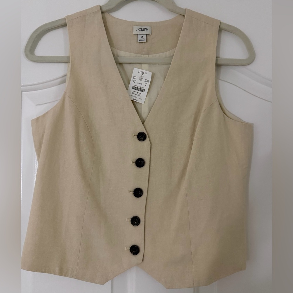 J. Crew Beige Button-Down Vest Top
